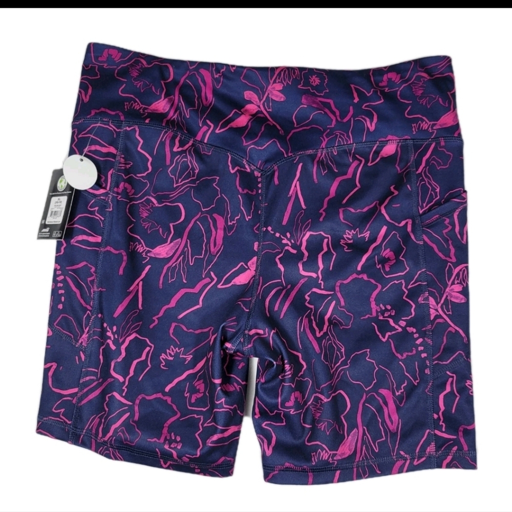 Avia Navy Bike Shorts with Pink Floral Print - Picture 3 of 7